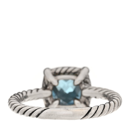 David Yurman Sterling Silver Diamond Blue Topaz 7mm Petite Chatelaine Pave Bezel Ring 54 6.75 3 of 5