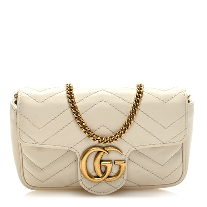 Gucci Calfskin Matelasse Super Mini GG Marmont Shoulder Bag White 1 of 9