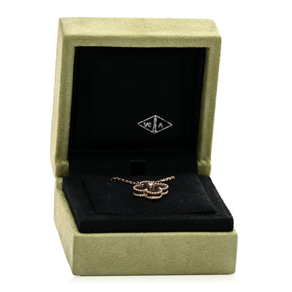 Van Cleef & Arpels 18K Rose Gold Diamond Silver Obsidian Vintage Alhambra Pendant Necklace 5 of 5