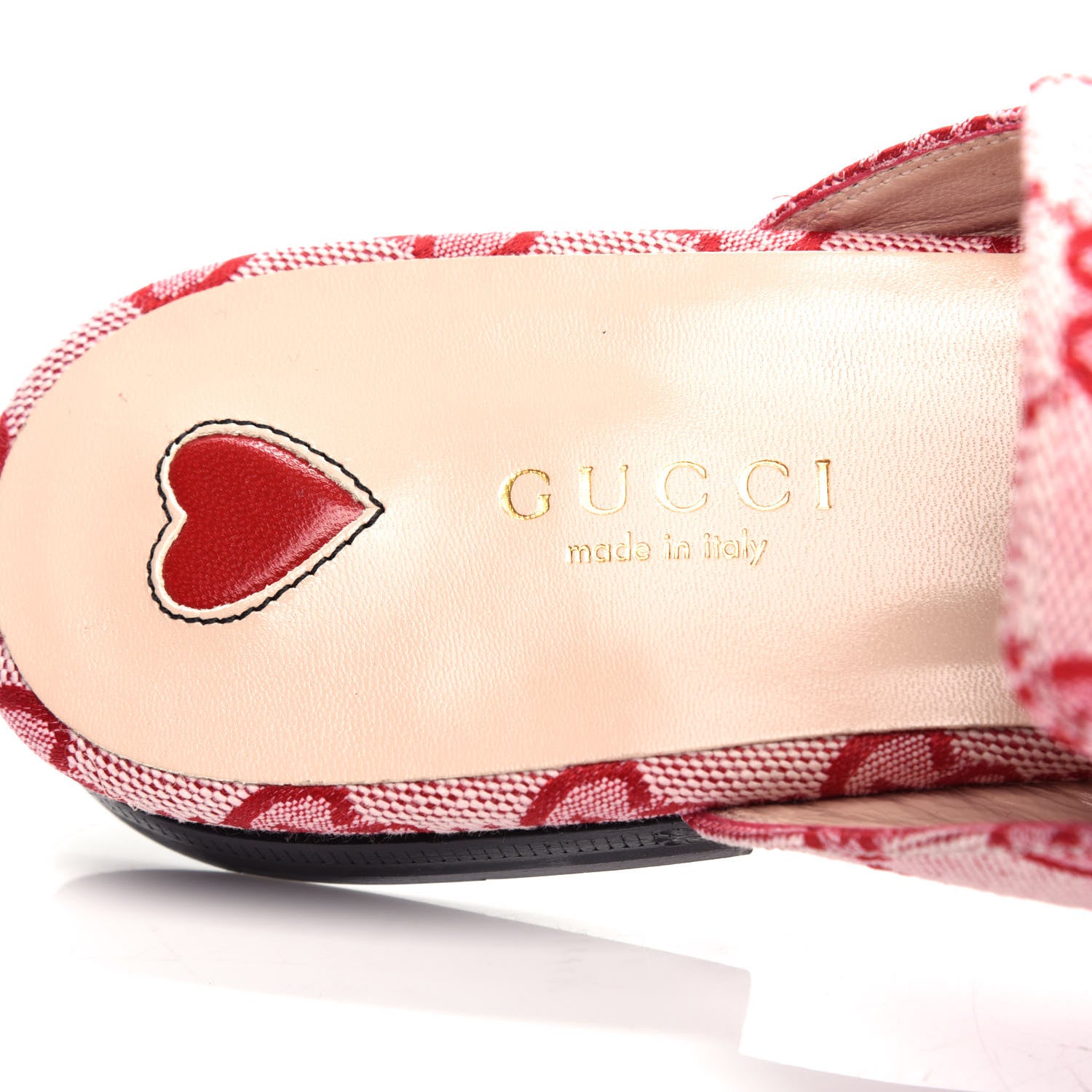 Gucci Canvas GG Monogram Horsebit Womens Princetown Slippers 39 Gardenia Hibiscus Red 8 of 11