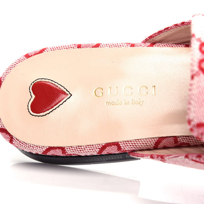Gucci Canvas GG Monogram Horsebit Womens Princetown Slippers 39 Gardenia Hibiscus Red 8 of 11