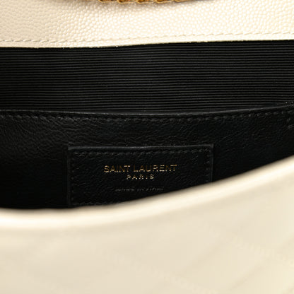 Saint Laurent Grain De Poudre Textured Mixed Matelasse Triquilt Small Monogram Satchel Crema Soft 7 of 8