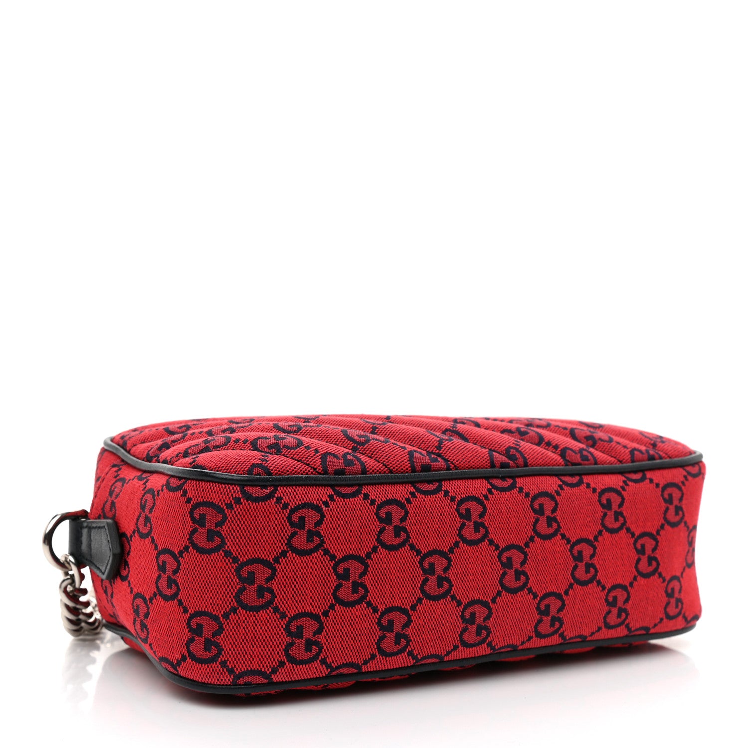 Gucci Monogram Multicolor Matelasse Diagonal Small GG Marmont Chain Shoulder Bag Red Blue 4 of 8