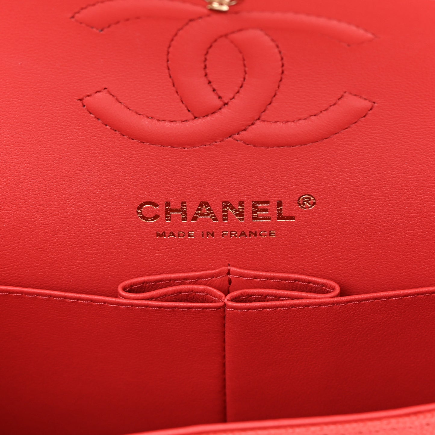 Caviar Quilted Small Double Flap Red