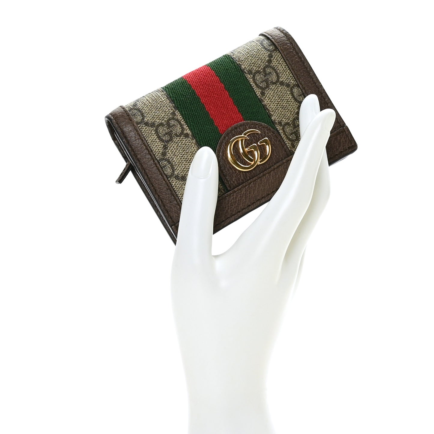 GG Supreme Monogram Web Ophidia Card Case Beige New Acero