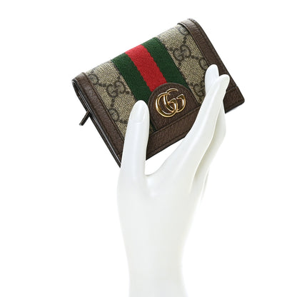 Gucci GG Supreme Monogram Web Ophidia Card Case Beige New Acero 2 of 7
