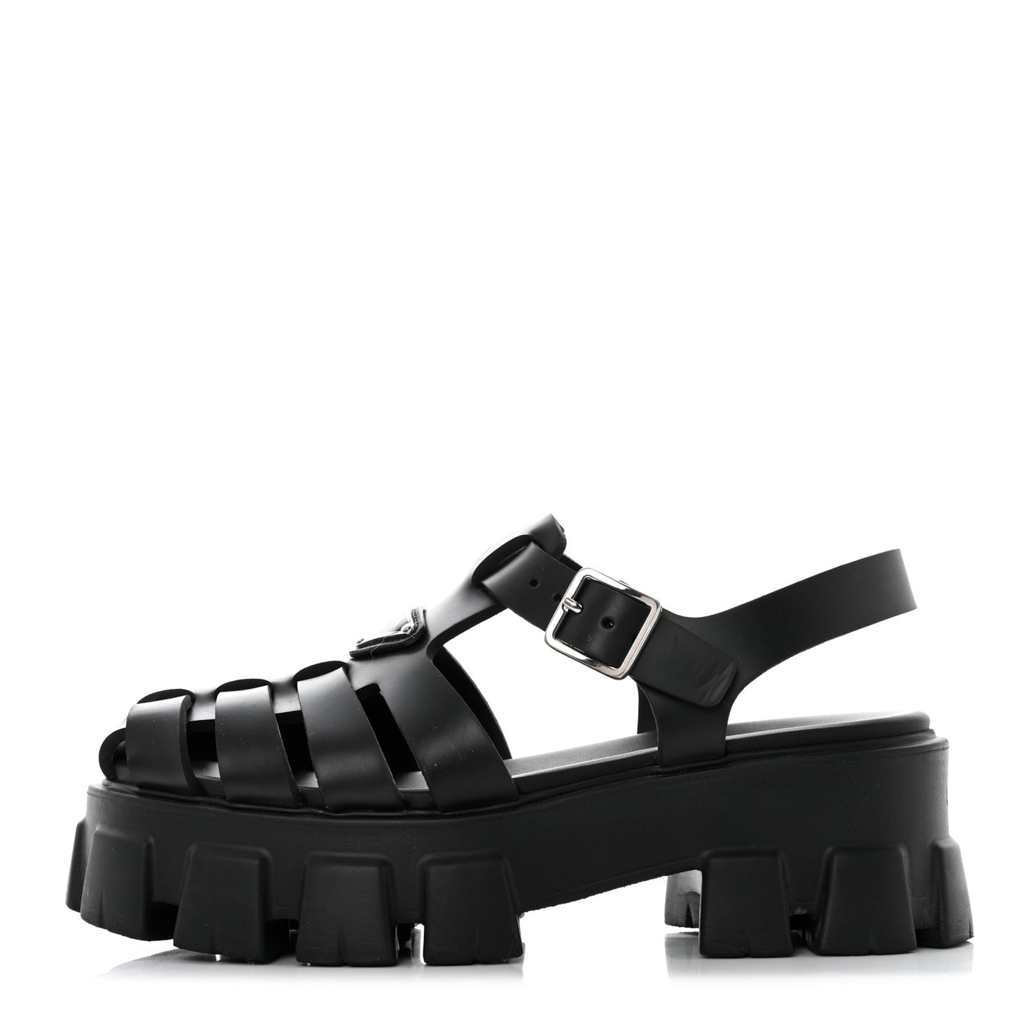 Foam Rubber Triangle Logo Monolith 55mm Cage Sandals 39 Black