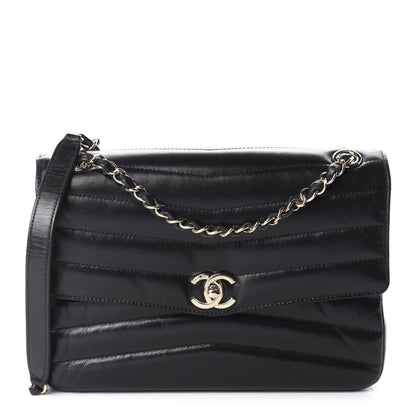 Chanel Shiny Lambskin Chevron Quilted Miroir Black 1 of 12