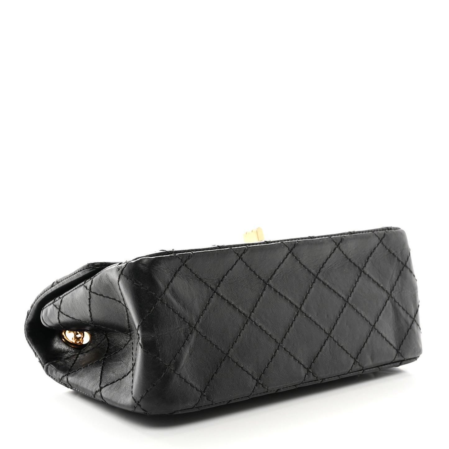 Aged Calfskin Quilted 2.55 Reissue Mini Flap Black