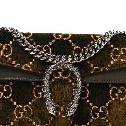 Gucci Velvet Moon Calfskin Crystal GG Monogram Small Dionysus Shoulder Bag Dark Olive Rose Gold 8 of 10