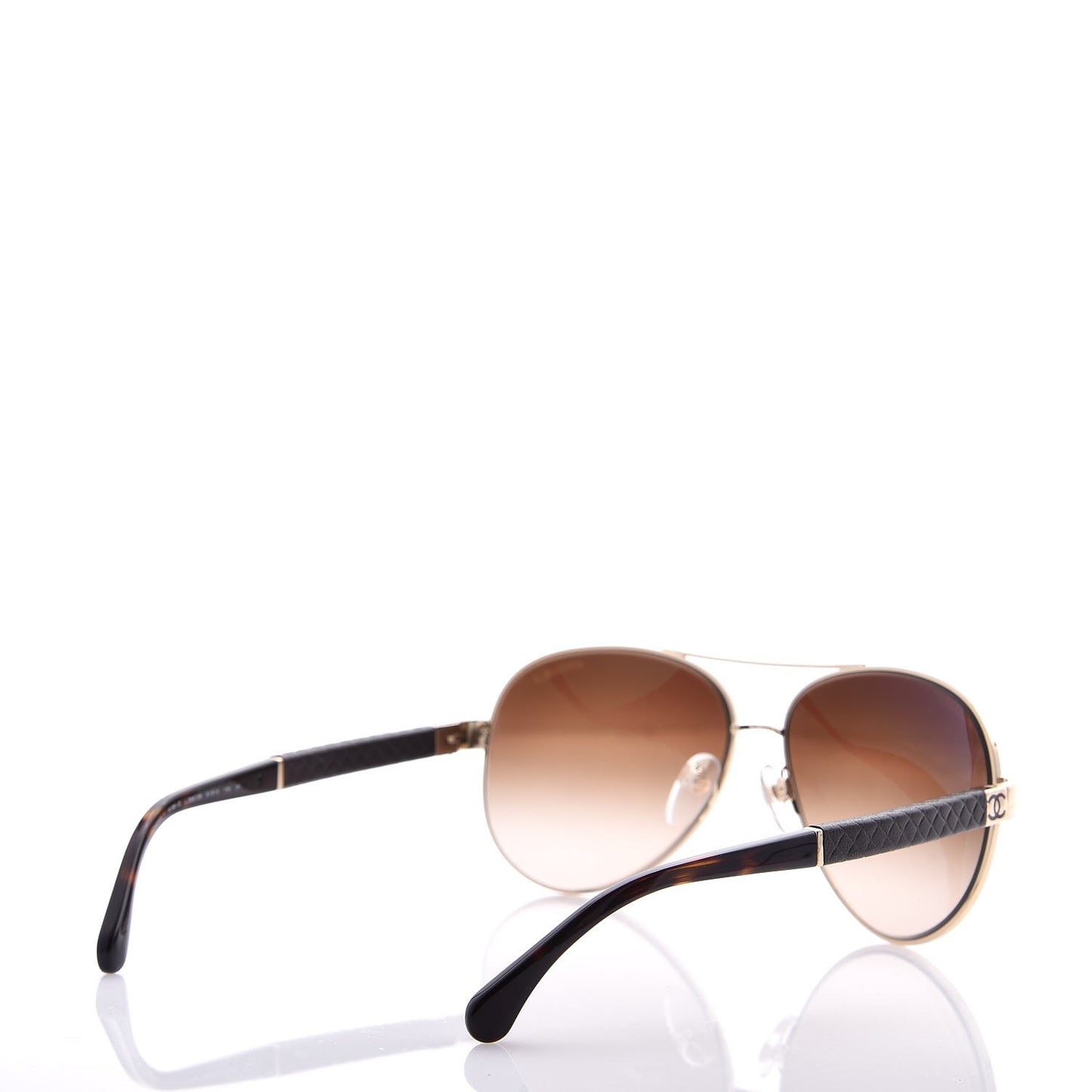Lambskin Quilted CC Aviator Sunglasses 4195-Q Brown Gold