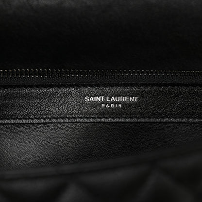 Saint Laurent Calfskin Mixed Matelasse Triquilt Large Monogram Satchel Black 6 of 10