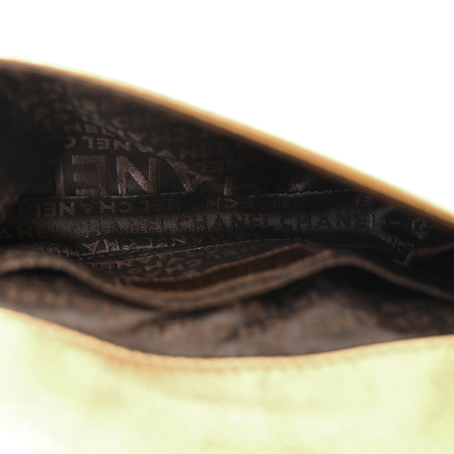 Metallic Lambskin Mini Triple Chain Flap Gold