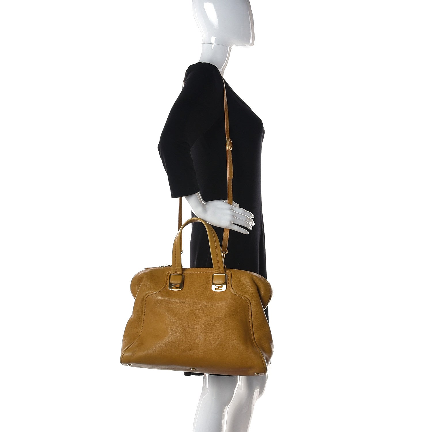 Fendi Vitello Dolce Marmol Large Chameleon Tote Yellow 2 of 18