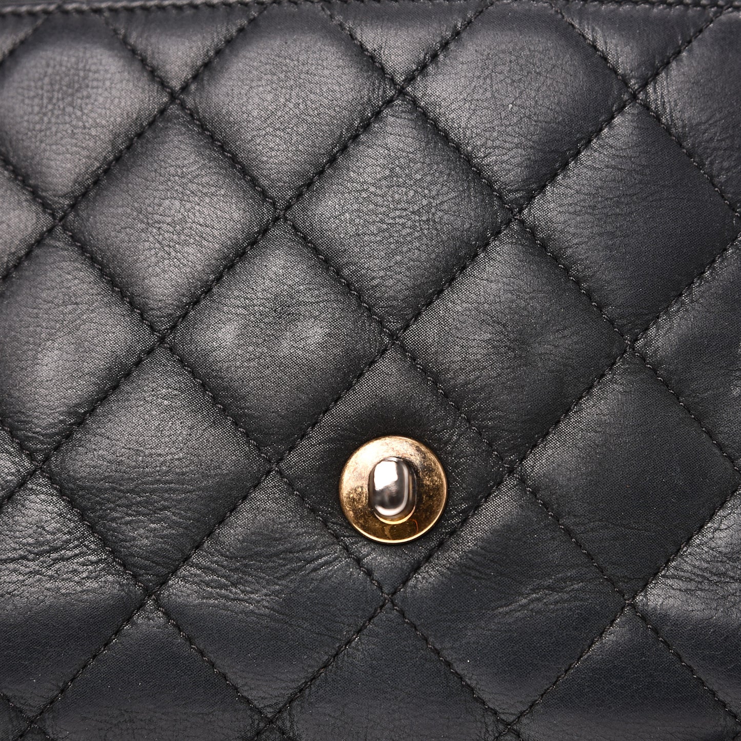 Suede Calfskin Jumbo Happy Stitch Flap Black