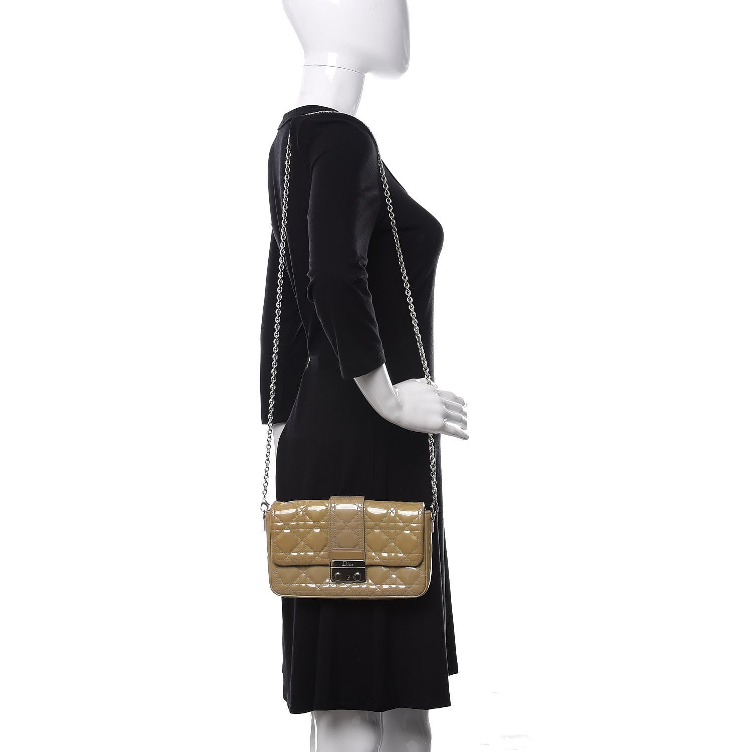 Christian Dior Patent Cannage New Lock Pouch Beige 2 of 13