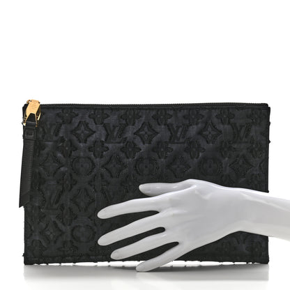 Louis Vuitton Monogram Lurex Flat Zip Pochette Noir 2 of 9
