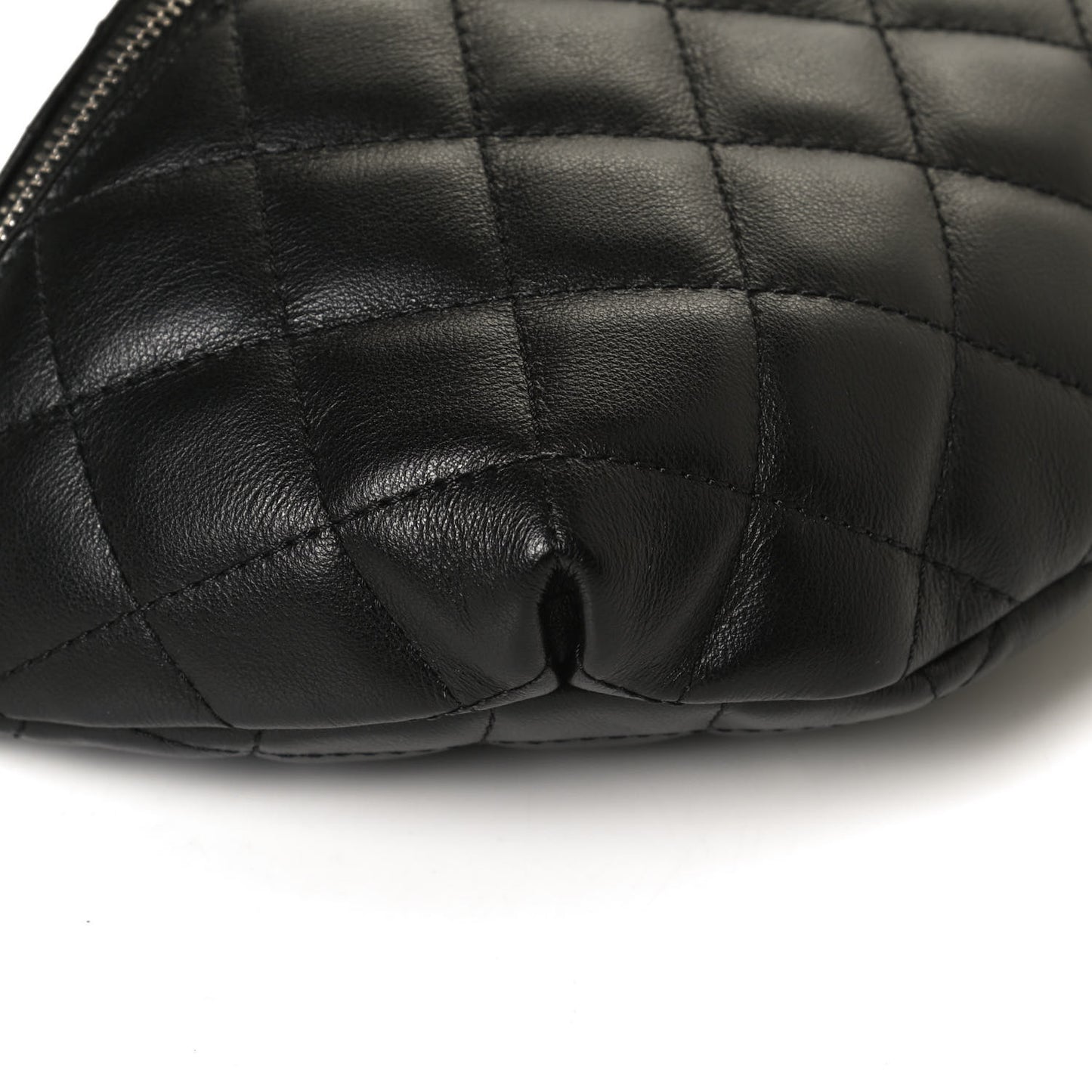 Lambskin Quilted Waist Belt Bag Black