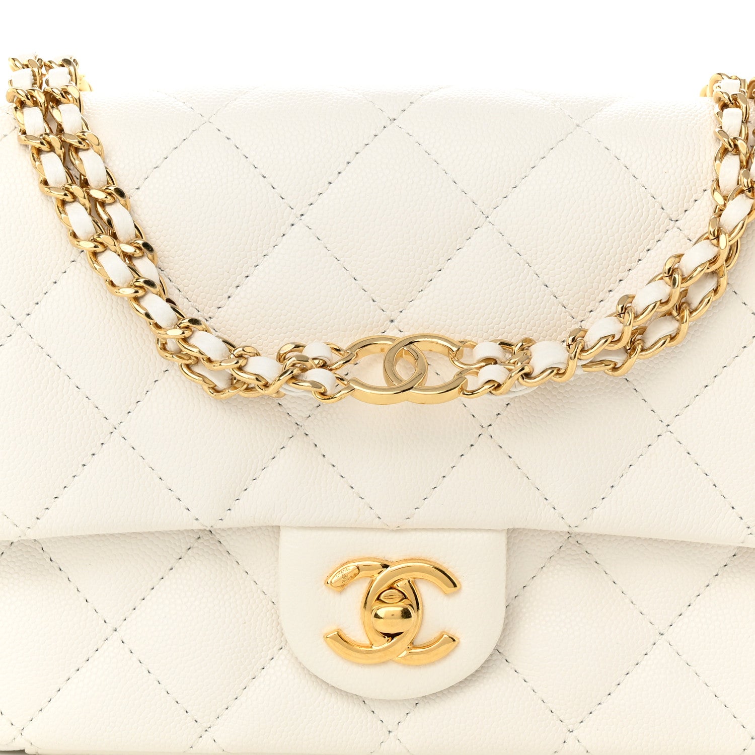 Chanel Caviar Quilted Mini CC You Flap White 7 of 9