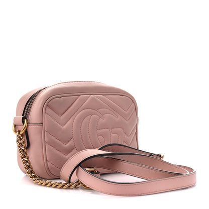 Gucci Calfskin Matelasse Mini GG Marmont Chain Shoulder Bag Perfect Pink 3 of 11