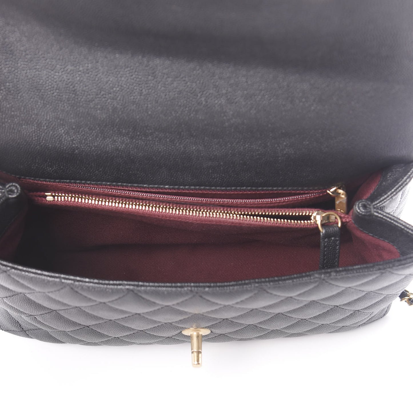 Caviar Quilted Small Coco Handle Flap Black