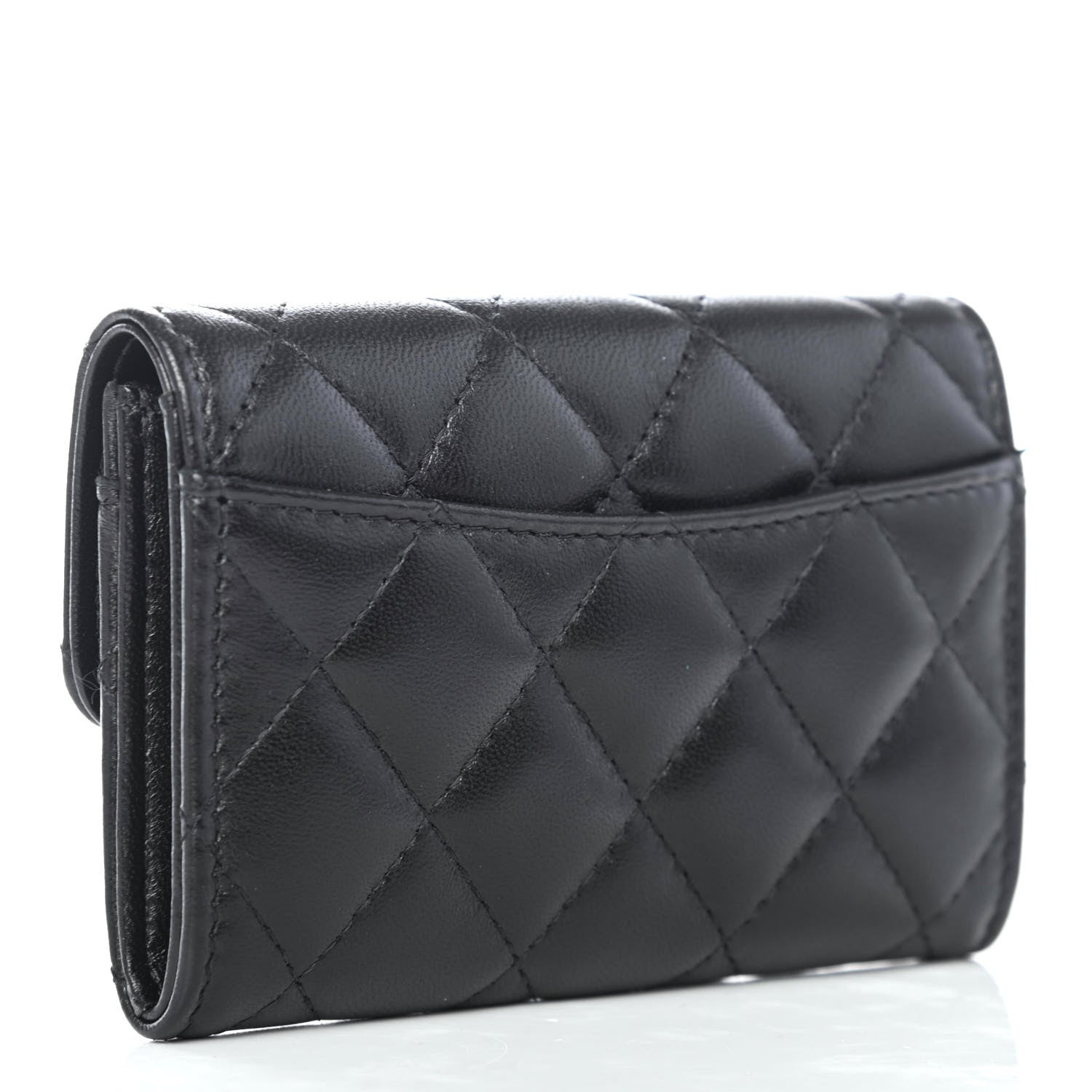 Chanel Lambskin Quilted Flap Card Holder Wallet So Black 2 of 4
