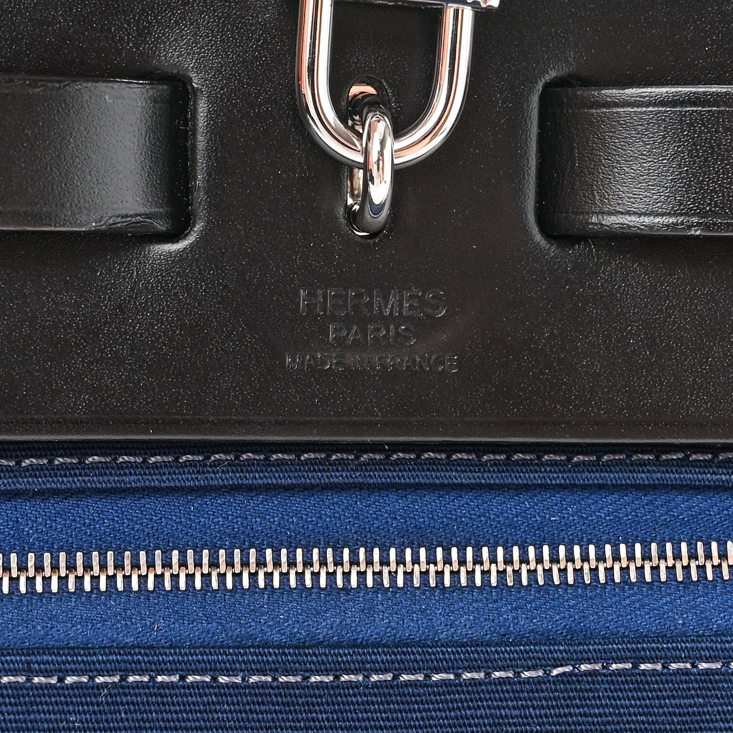 Hermes Military Toile Vache Hunter Herbag Zip PM 31 Bleu De Malte Black 6 of 12