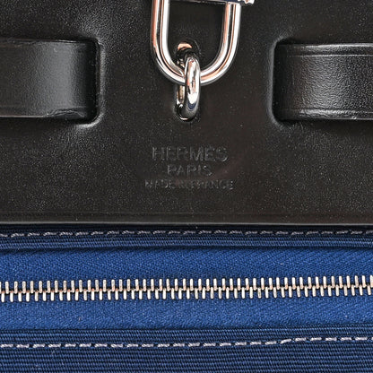 Hermes Military Toile Vache Hunter Herbag Zip PM 31 Bleu De Malte Black 6 of 12