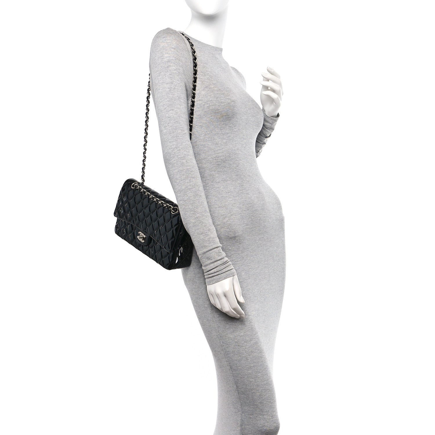 Chanel Patent Quilted Medium Double Flap Black 2 of 12