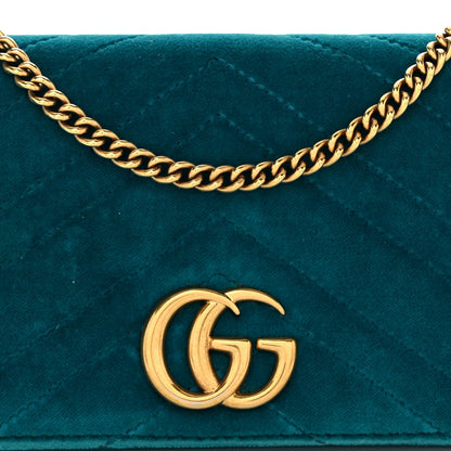 Gucci Velvet Matelasse GG Marmont Mini Bag Pavone Cyan 7 of 9