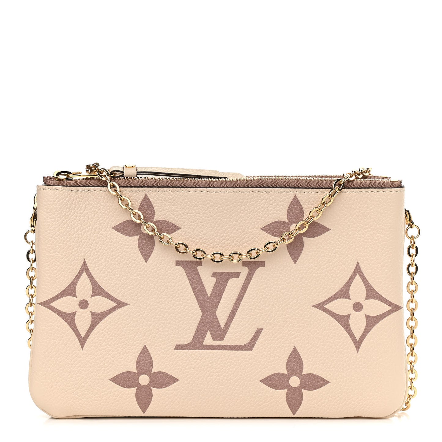 Empreinte Monogram Giant Double Zip Pochette Creme Bois De Rose