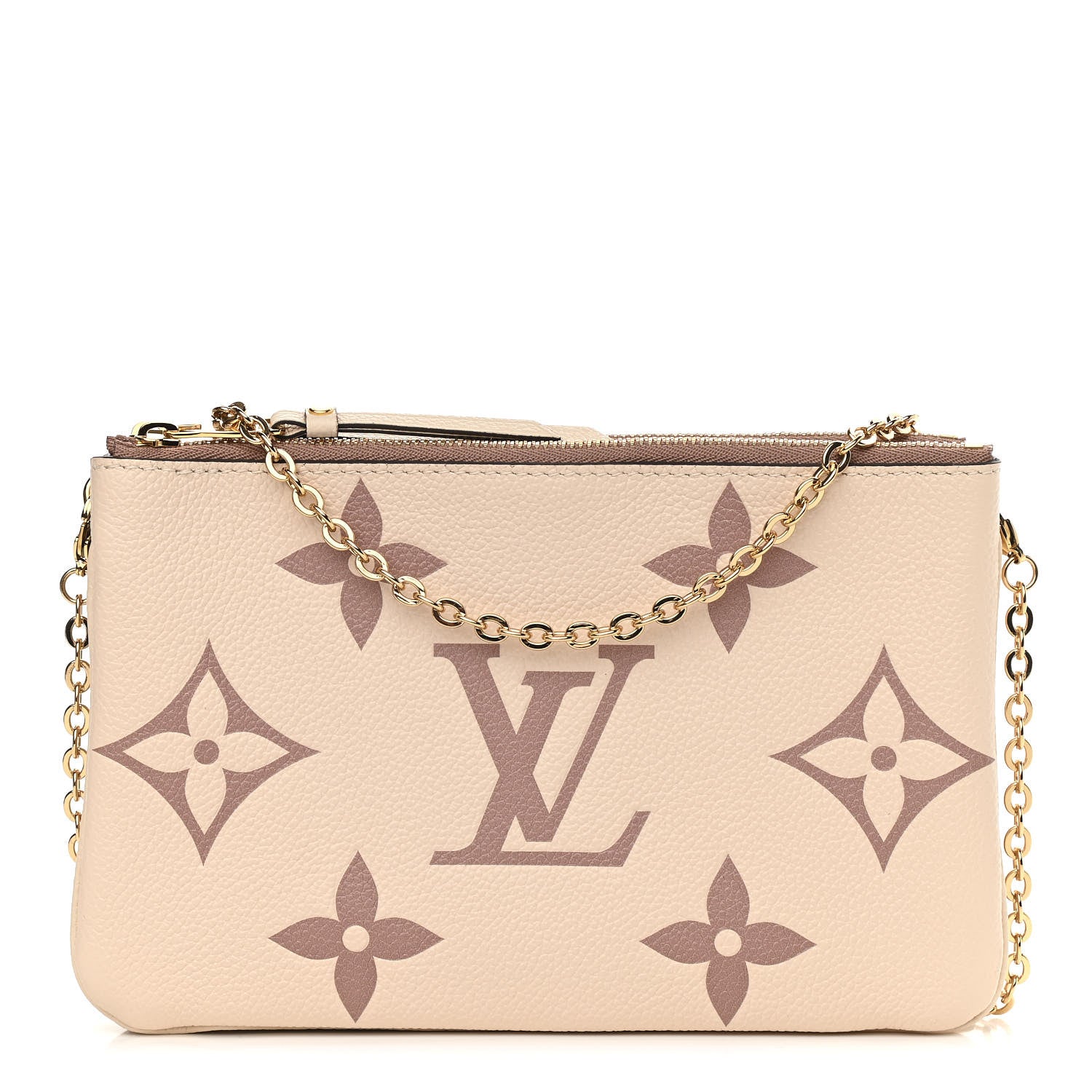 Louis Vuitton Empreinte Monogram Giant Double Zip Pochette Creme Bois De Rose 1 of 12