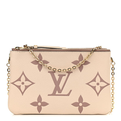 Louis Vuitton Empreinte Monogram Giant Double Zip Pochette Creme Bois De Rose 1 of 12