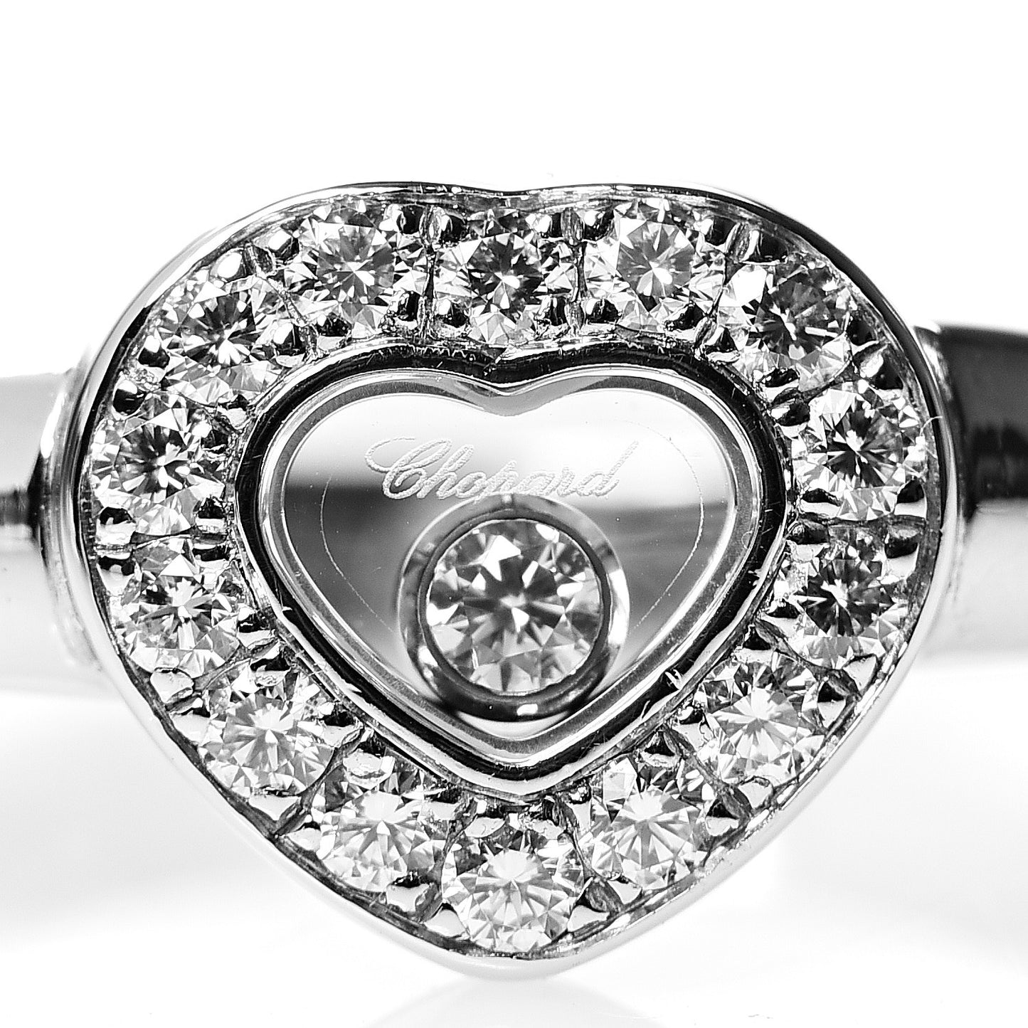 18K White Gold Diamond Happy Diamonds Heart Ring 50 5.25