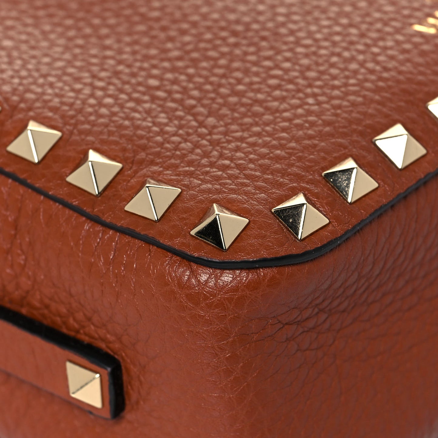 Pebbled Calfskin Rockstud Camera Crossbody Bag Tan