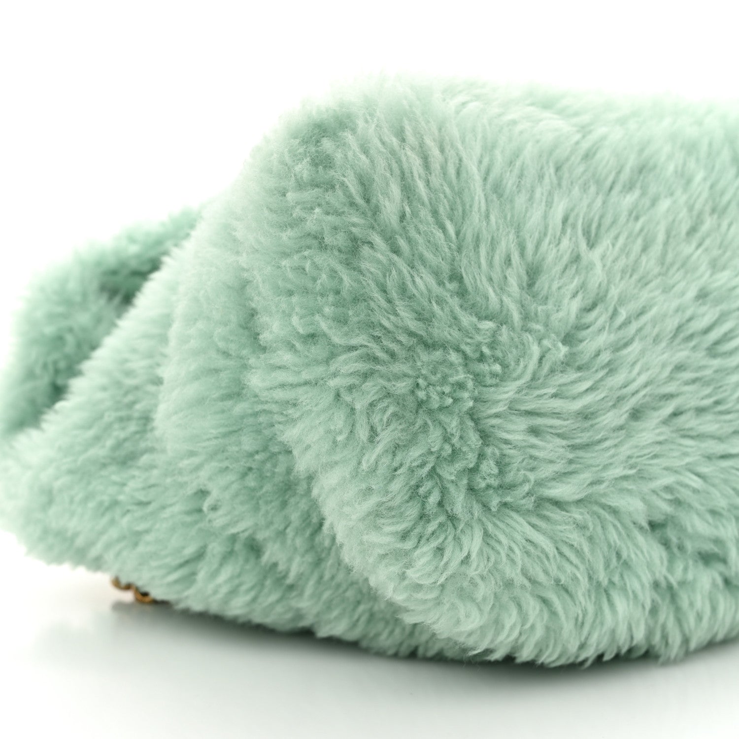 Saint Laurent Merino Shearling Lambskin Quilted Small Loulou Puffer Monogram Chain Satchel Iced Mint 9 of 11