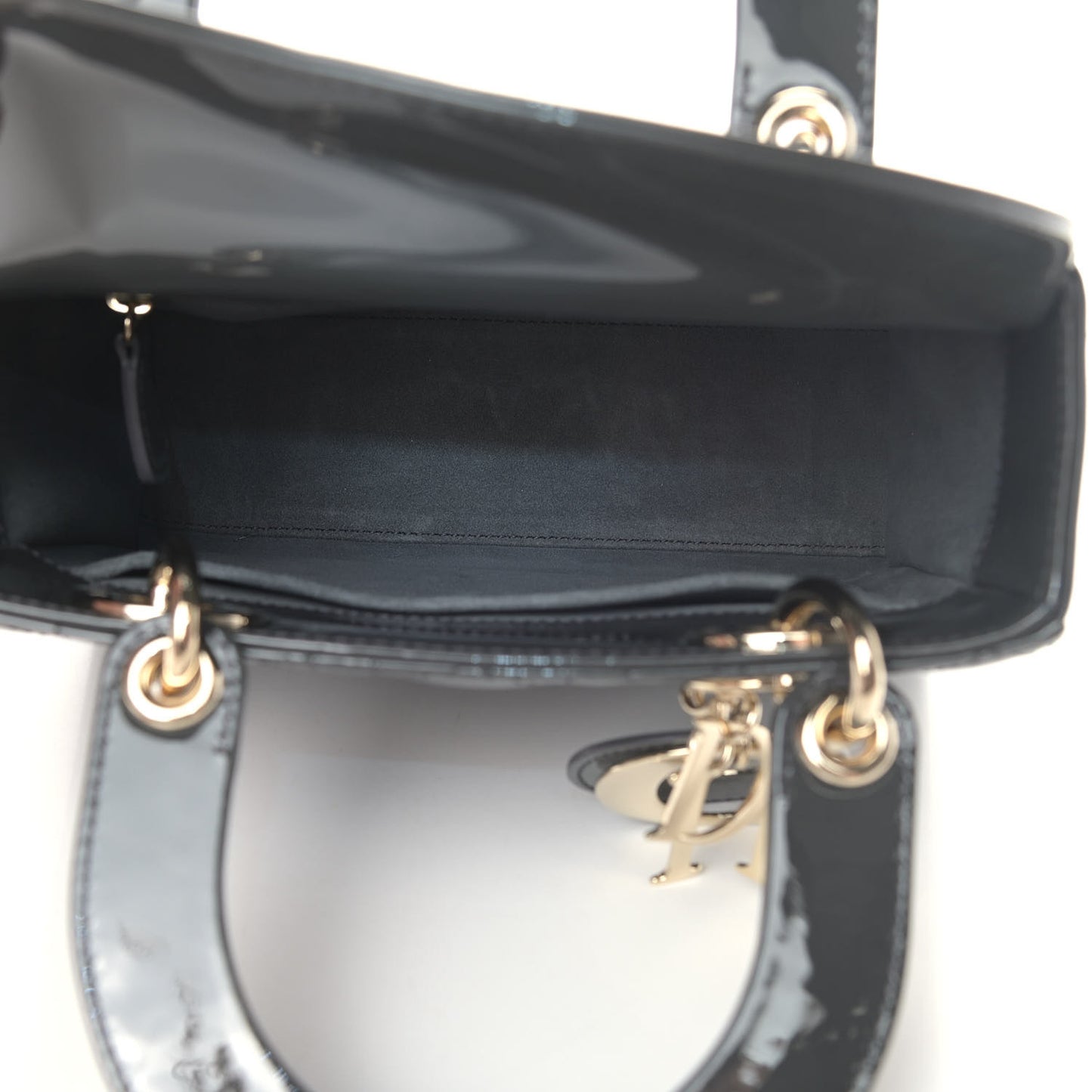 Patent Cannage Small Lady Dior Grey