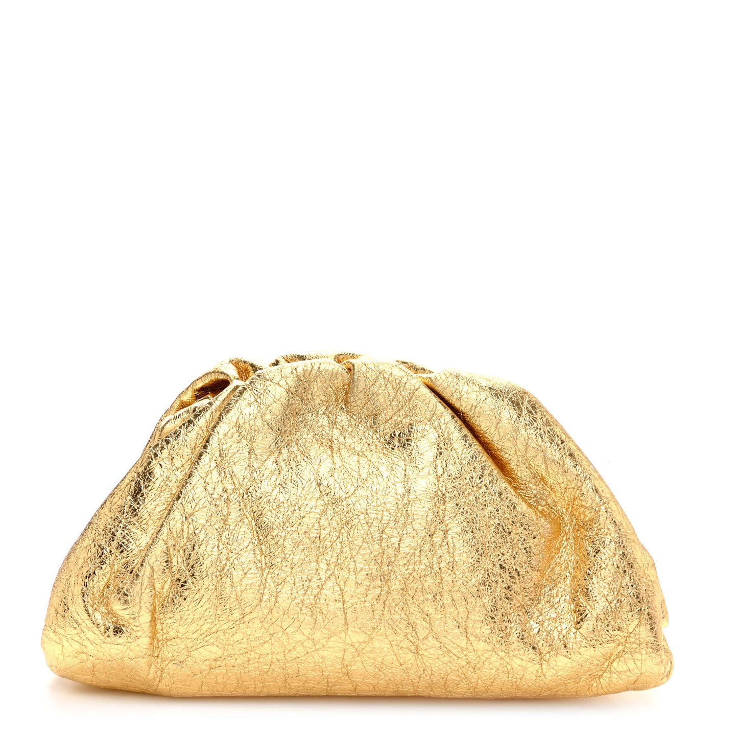 Metallic Crinkled Lambskin The Pouch Oversized Clutch Oro