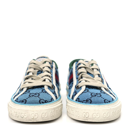Gucci GG Monogram Multicolor Web Womens 1977 Tennis Sneakers 35 Light Blue Mystic White 3 of 10