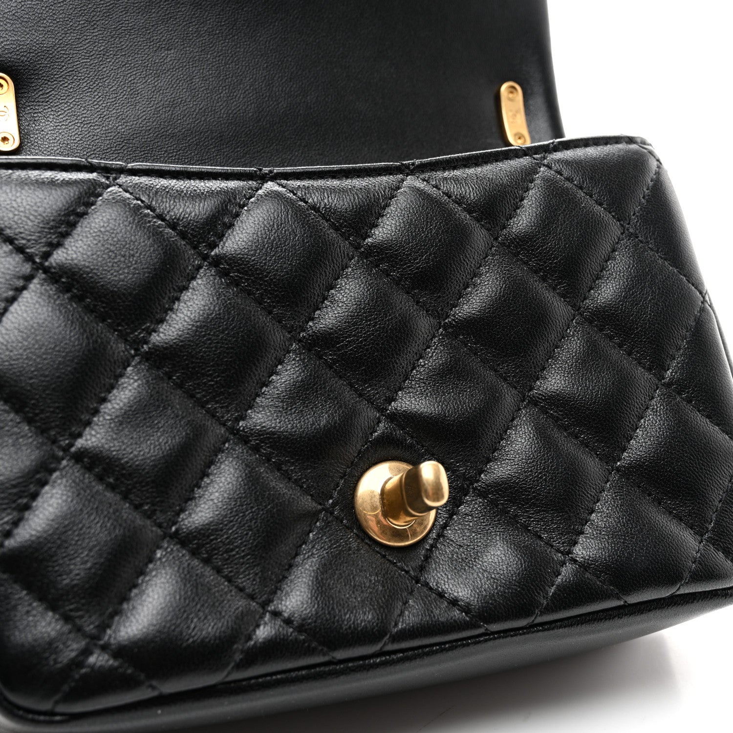 Chanel Shiny Lambskin Quilted Pearl Twist Mini Square Flap Black 12 of 15