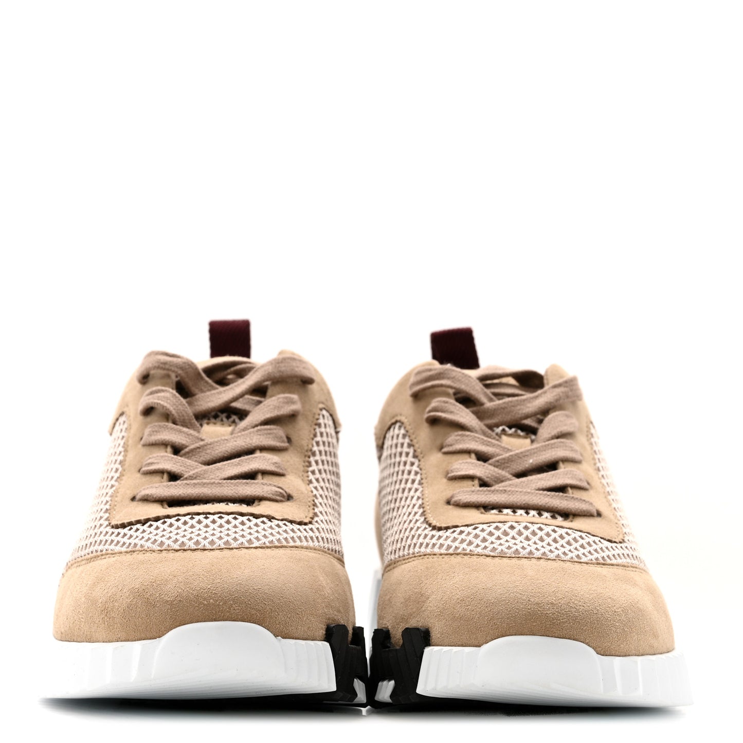 Air Mesh Suede Goatskin Bouncing Sneakers 37.5 Beige Argile