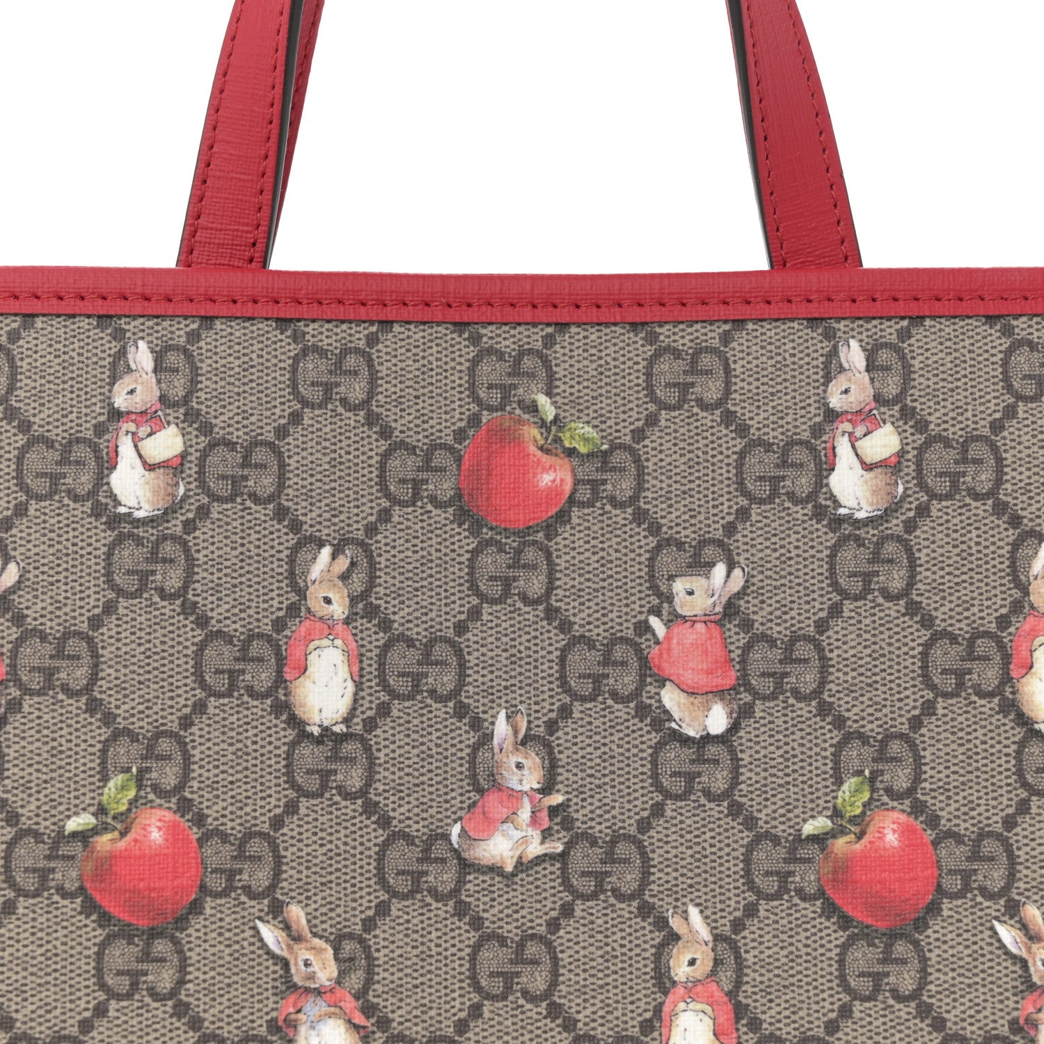 Gucci X Peter Rabbit GG Supreme Monogram Rabbit Apple Childrens Tote Beige Ebony Multicolor Bright Hibiscus 8 of 10