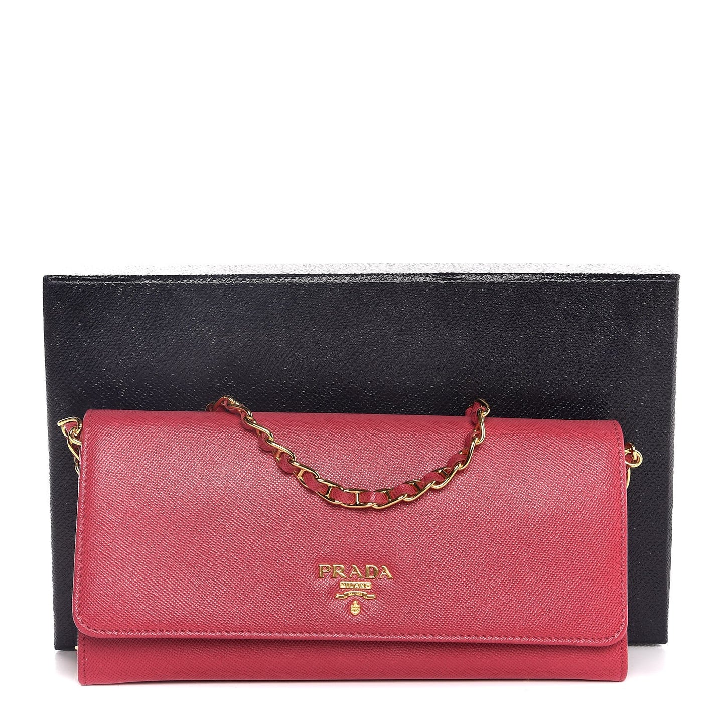 Saffiano Metal Oro Chain Wallet Peonia