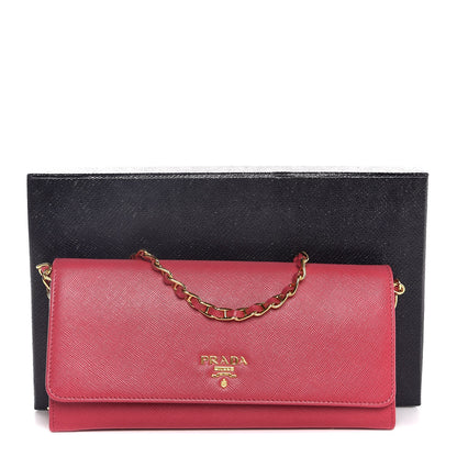 Prada Saffiano Metal Oro Chain Wallet Peonia 8 of 8