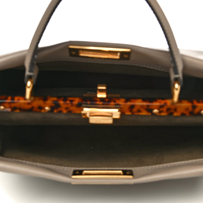 Fendi Vitello Seta Plexiglass Tortoise Medium Peekaboo Iconic Satchel Tortora 5 of 21