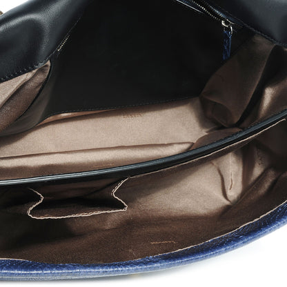 Lanvin Snakeskin Large Happy Shoulder Bag Bleu Nuit 8 of 9