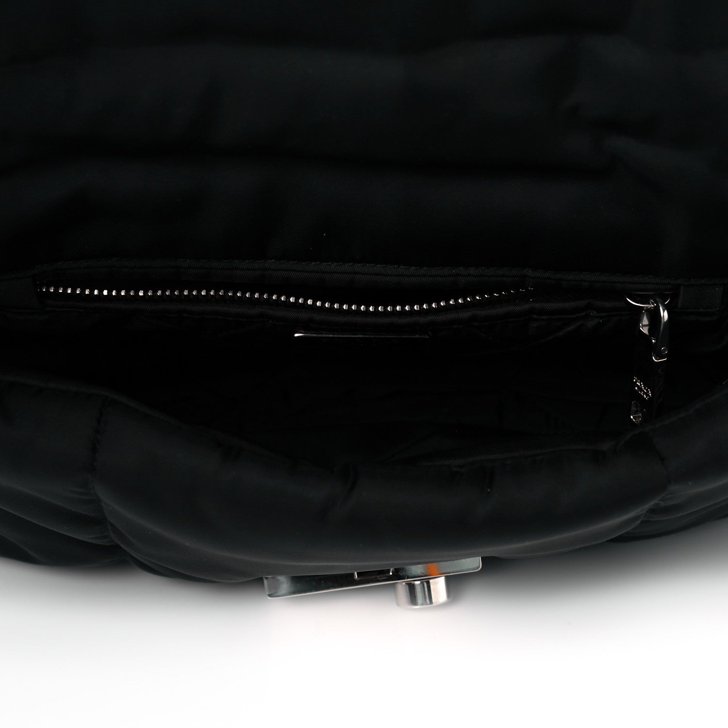 Prada Tessuto Nylon Bomber Sound Chain Flap Shoulder Bag Black 4 of 10