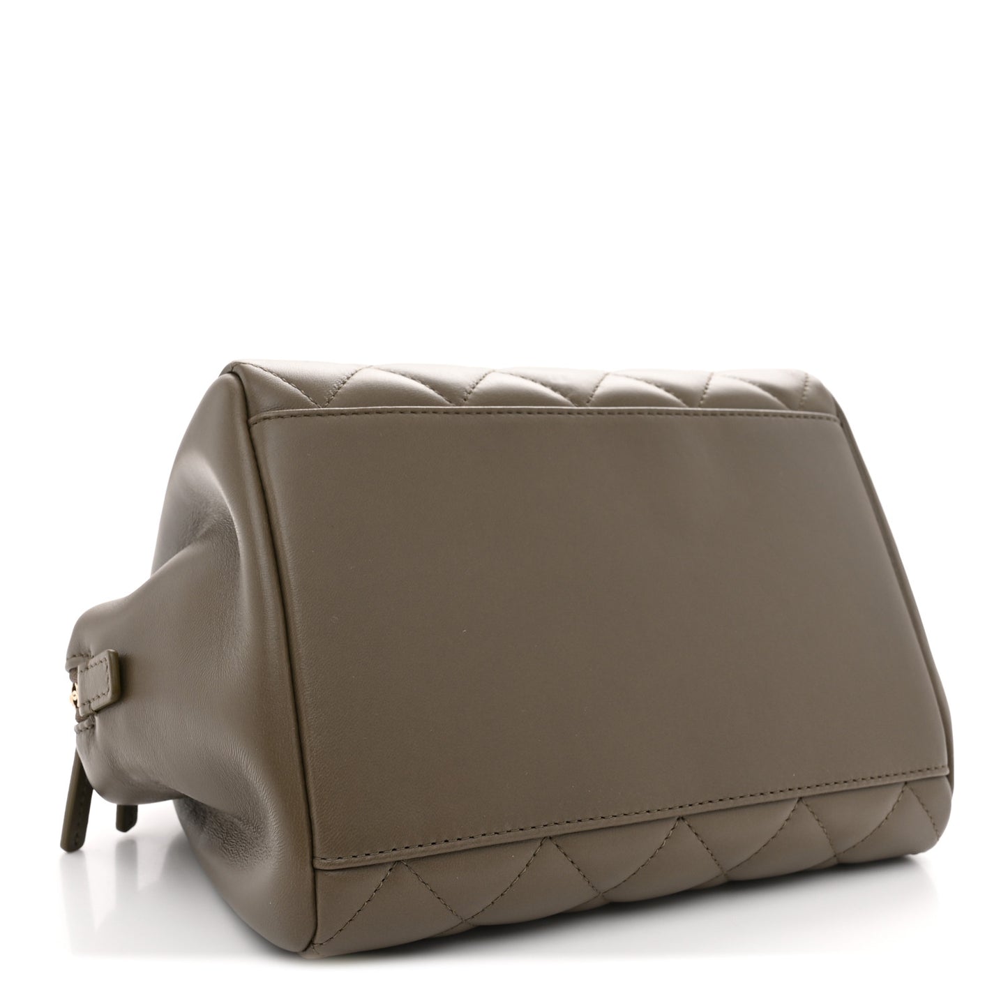 Lambskin Quilted Small CC Bowling Bag Dark Khaki