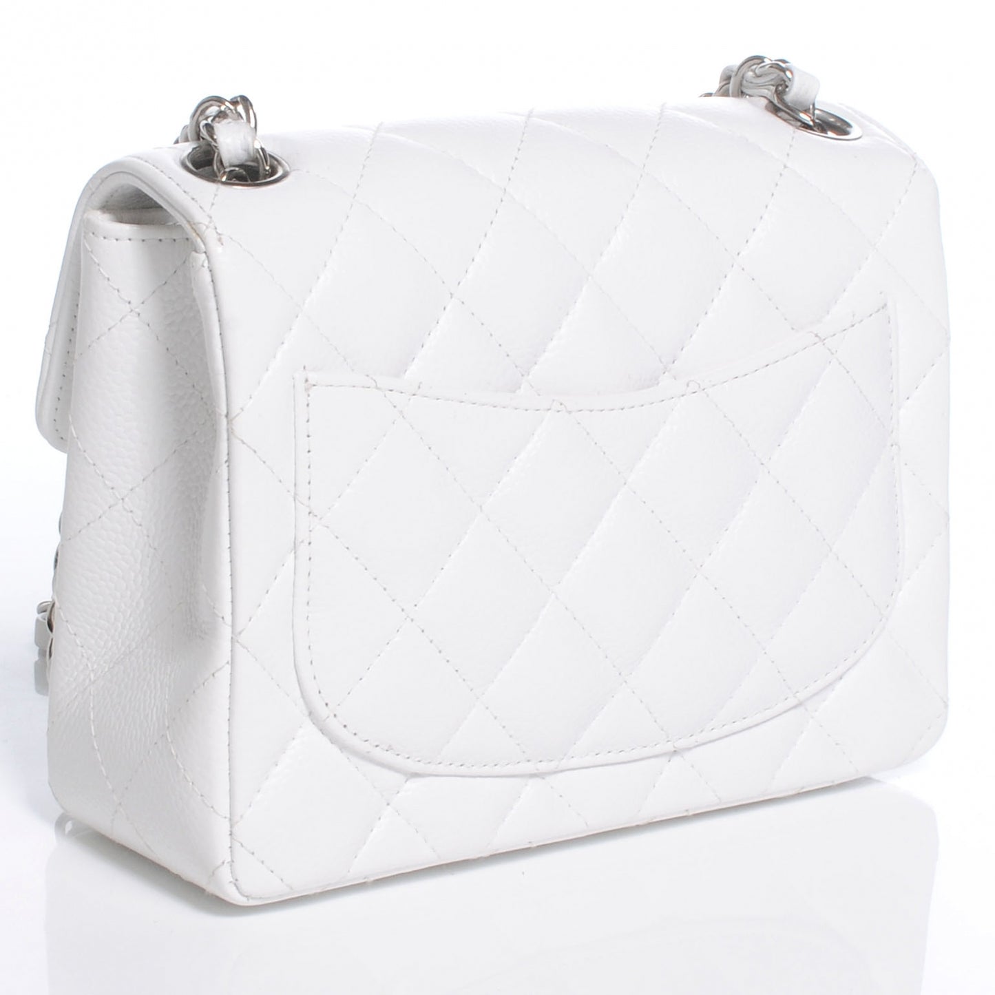 Caviar Quilted Mini Square Flap White
