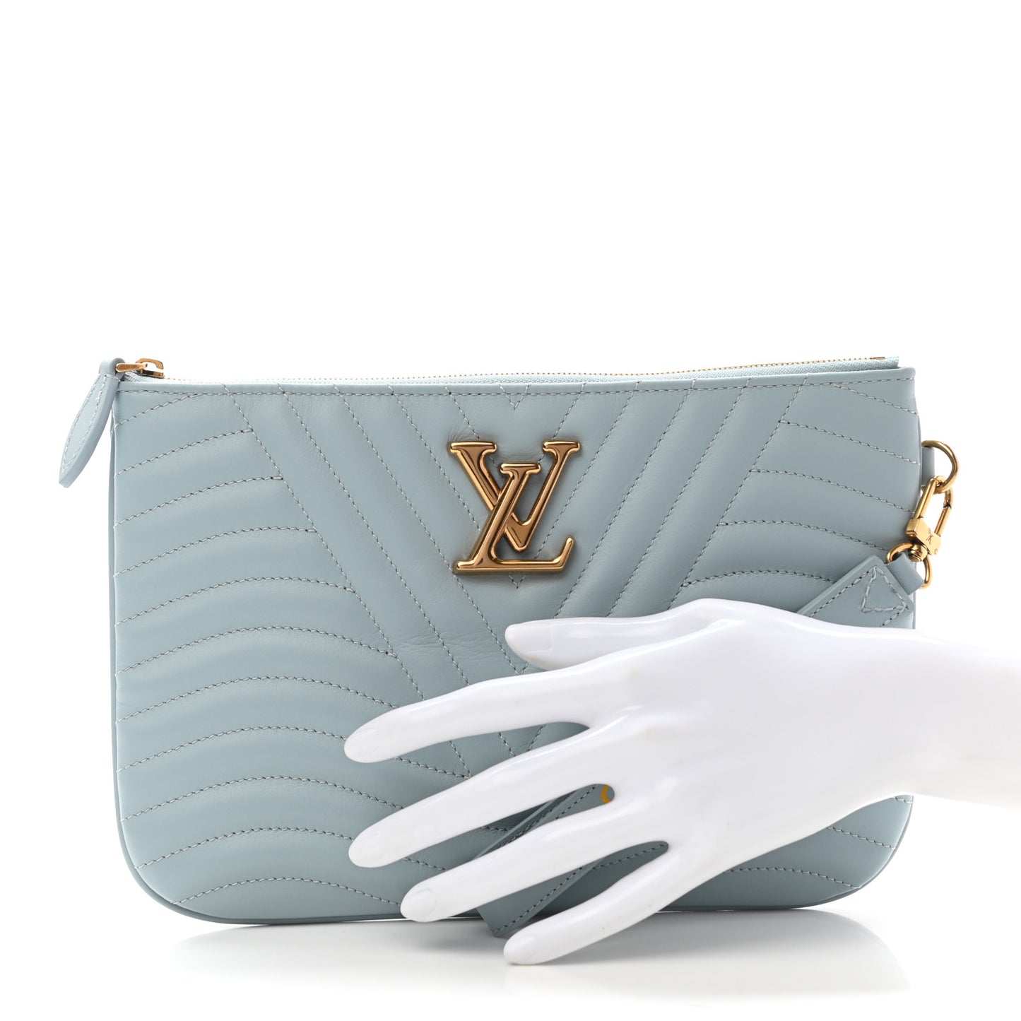 Calfskin New Wave Zipped Pochette Porcelain Blue